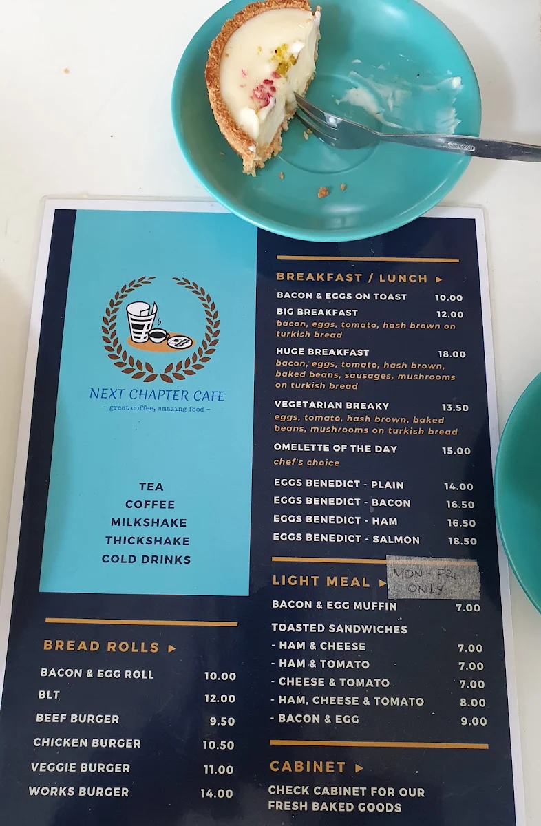 Menu, Next Chapter Cafe