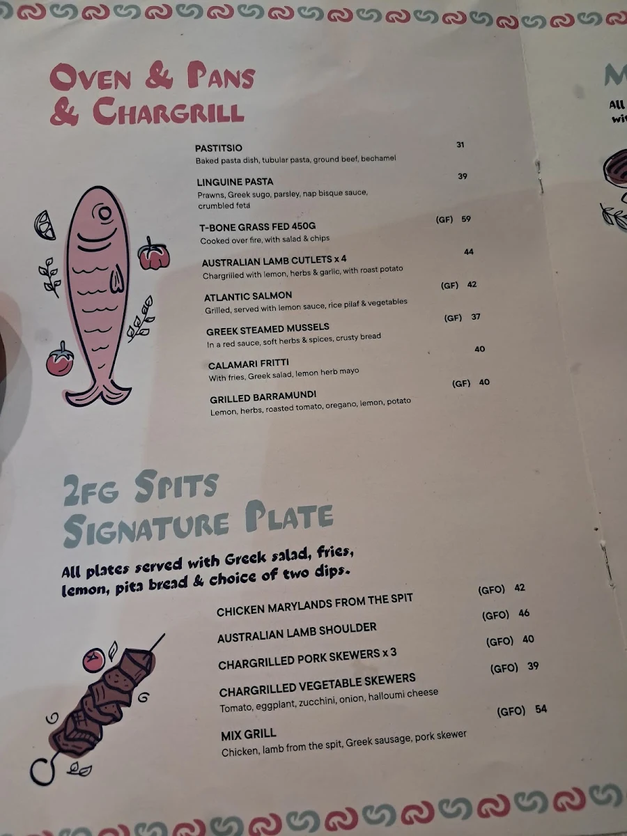Menu, 2 Fat Greeks