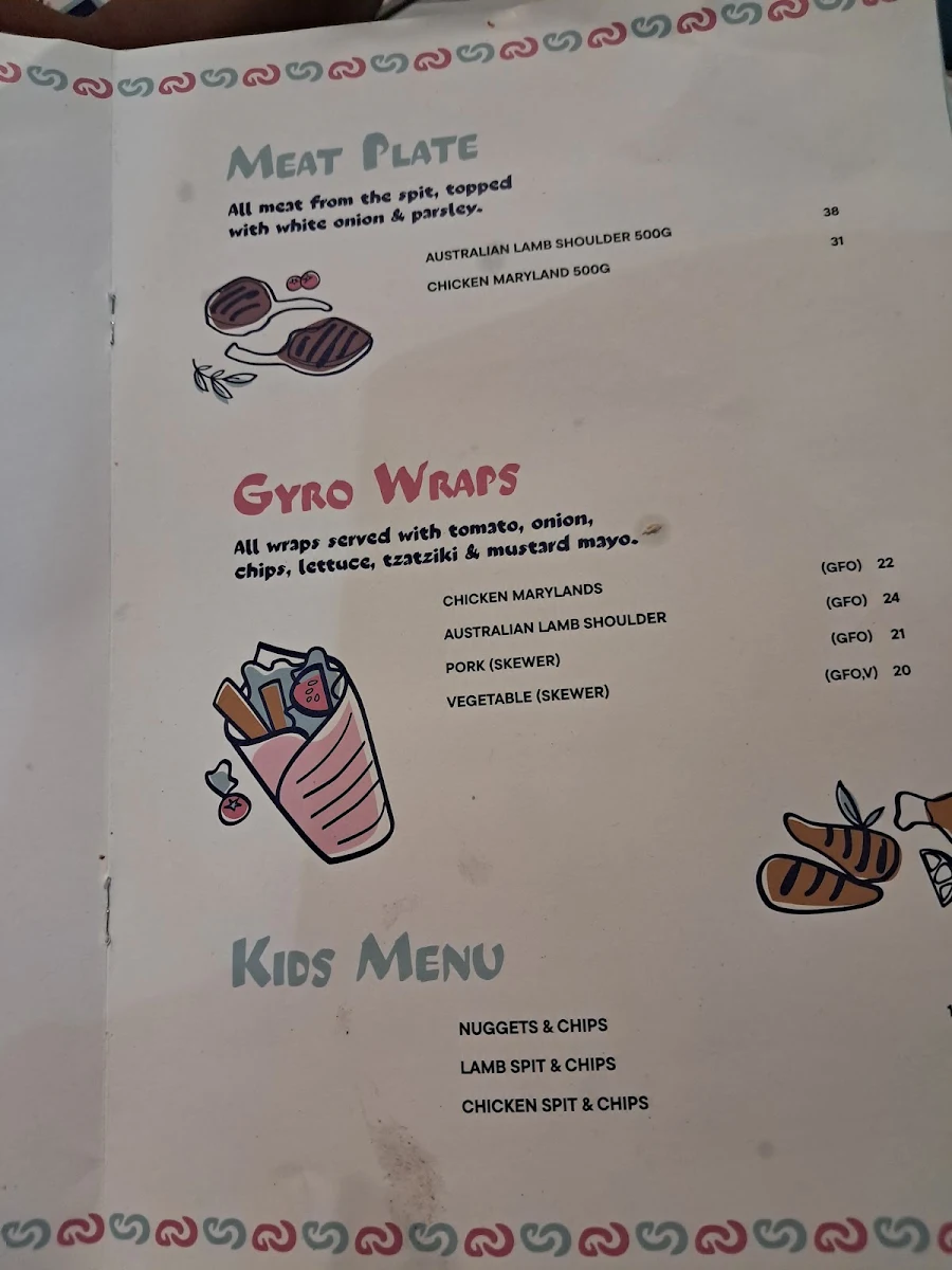 Menu, 2 Fat Greeks