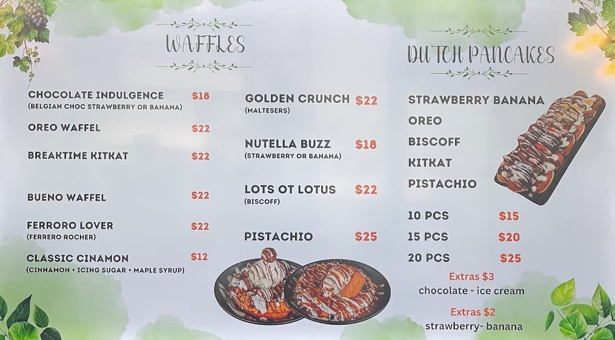 Menu, Cocktails & Crepes