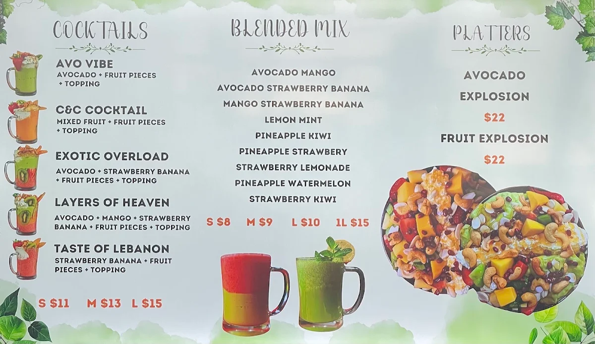 Menu, Cocktails & Crepes