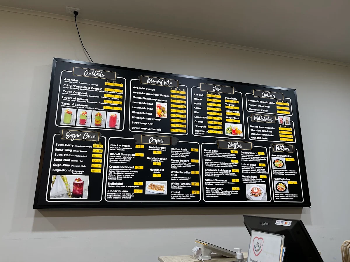 Menu, Cocktails & Crepes