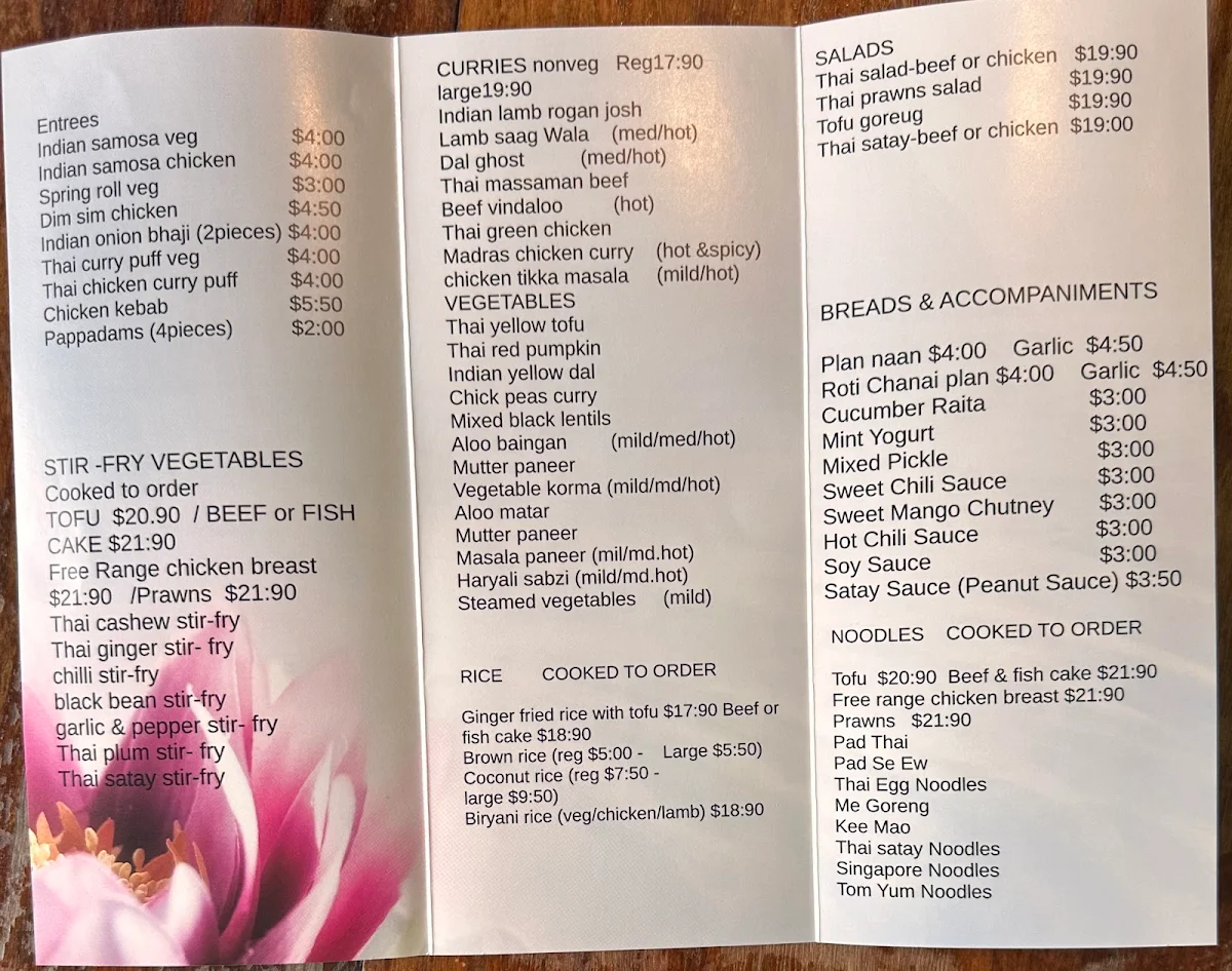 Menu, Bala's St Kilda