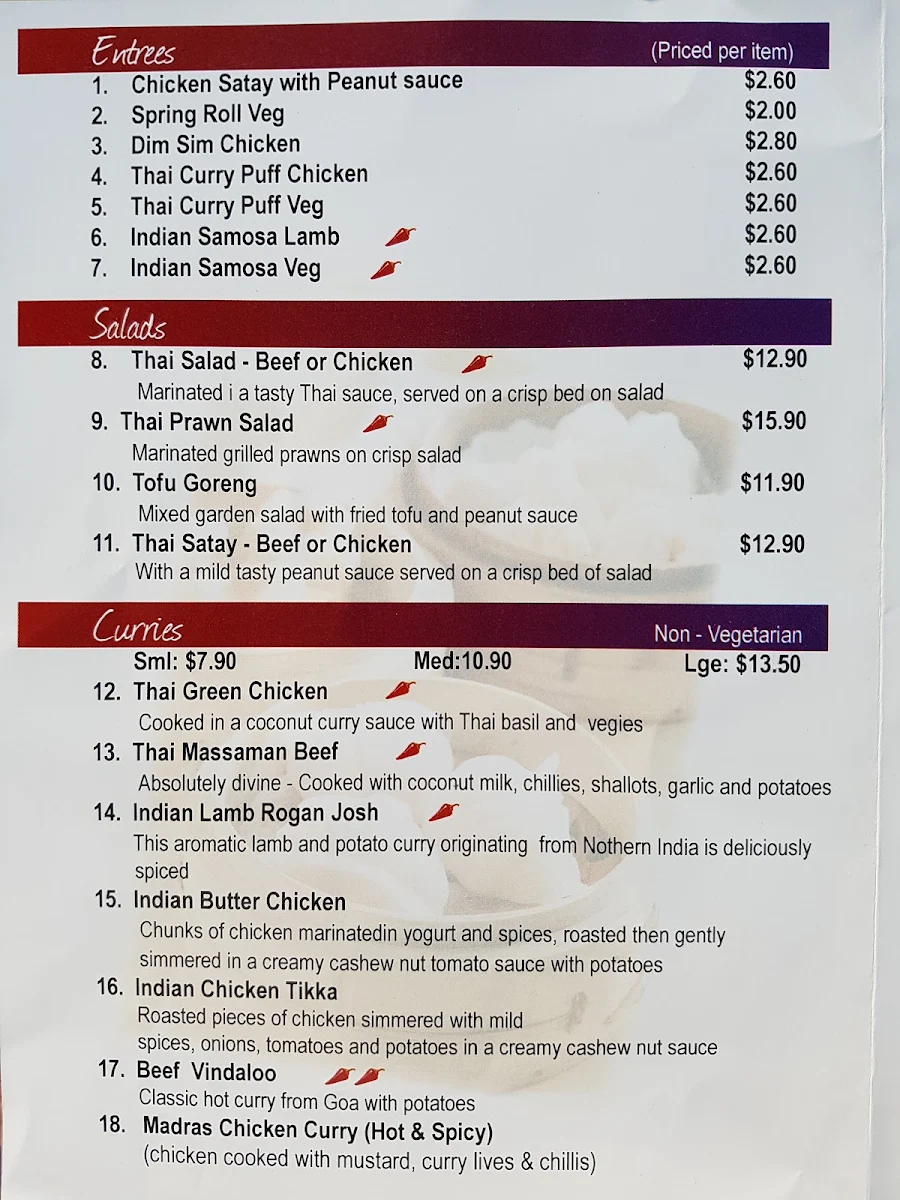 Menu, Bala's St Kilda