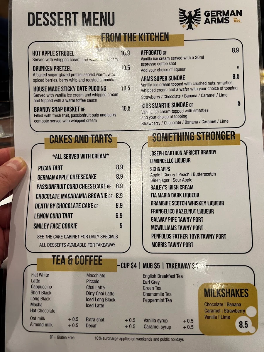 Menu, German Arms Hotel