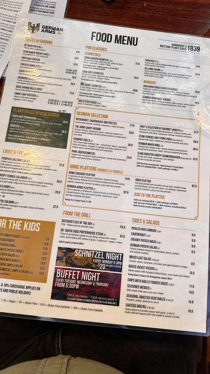 Menu, German Arms Hotel