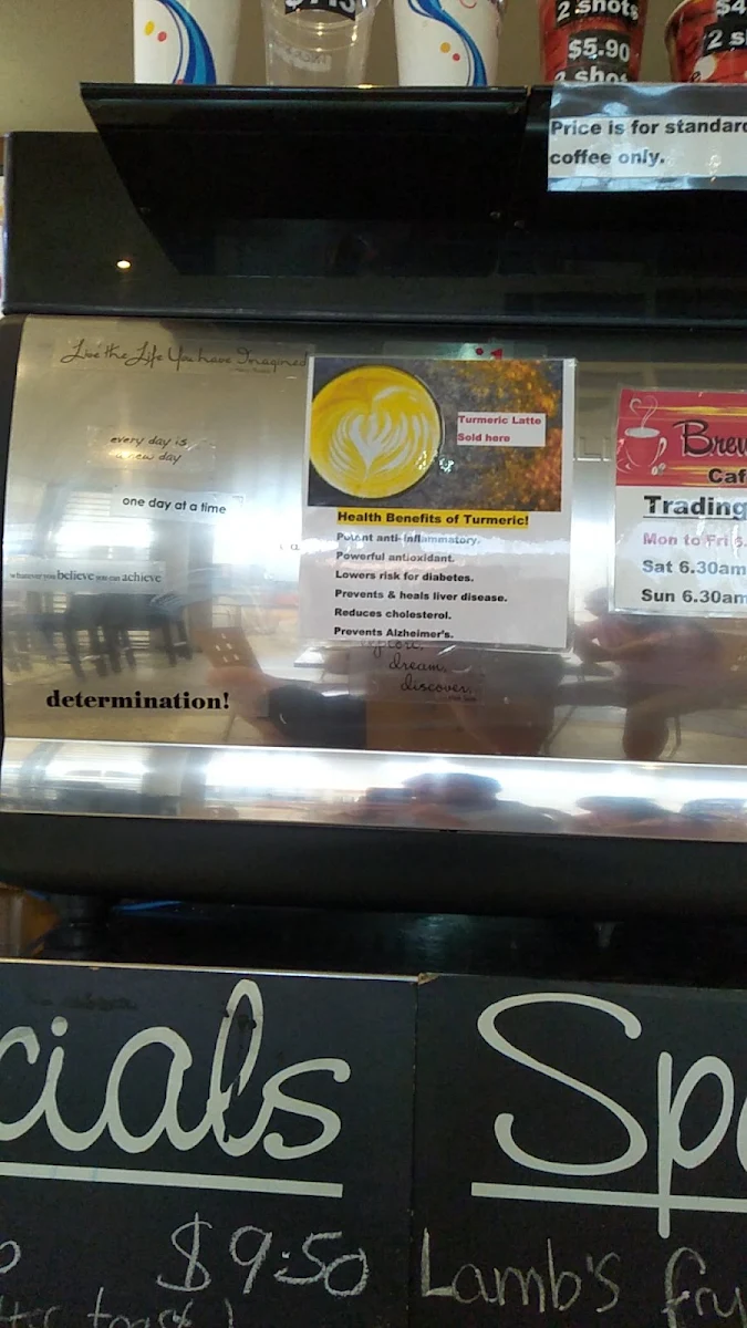 Menu, Brew and Grind Cafe