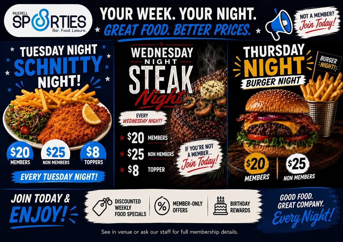 Menu, Inverell Sporties