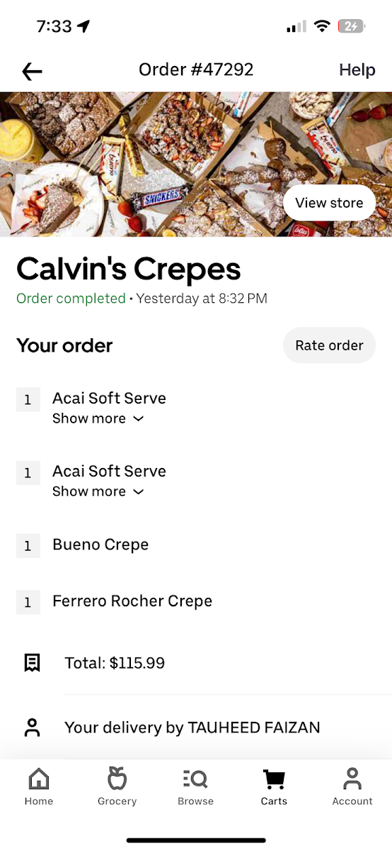 Menu, Calvins Crepes - Belmore