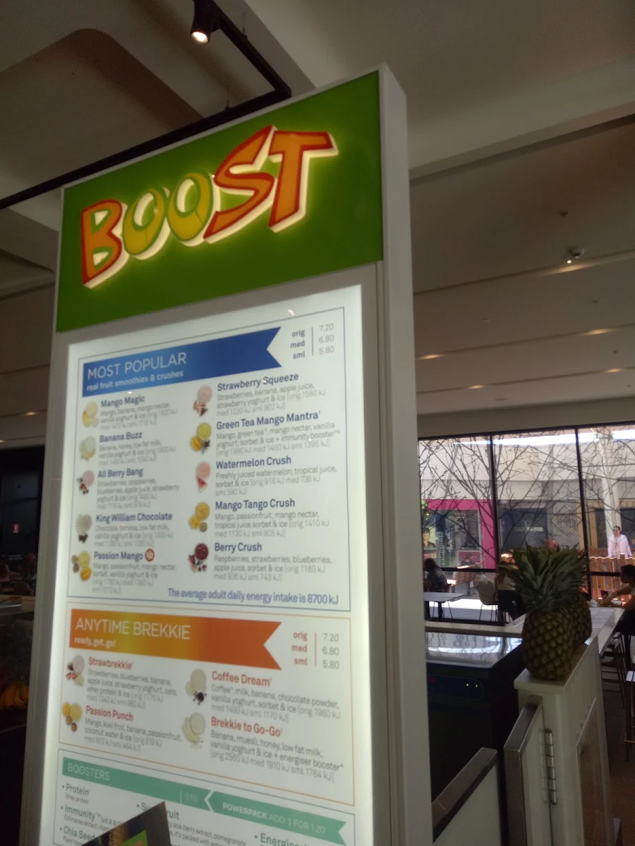 Menu, Boost Juice