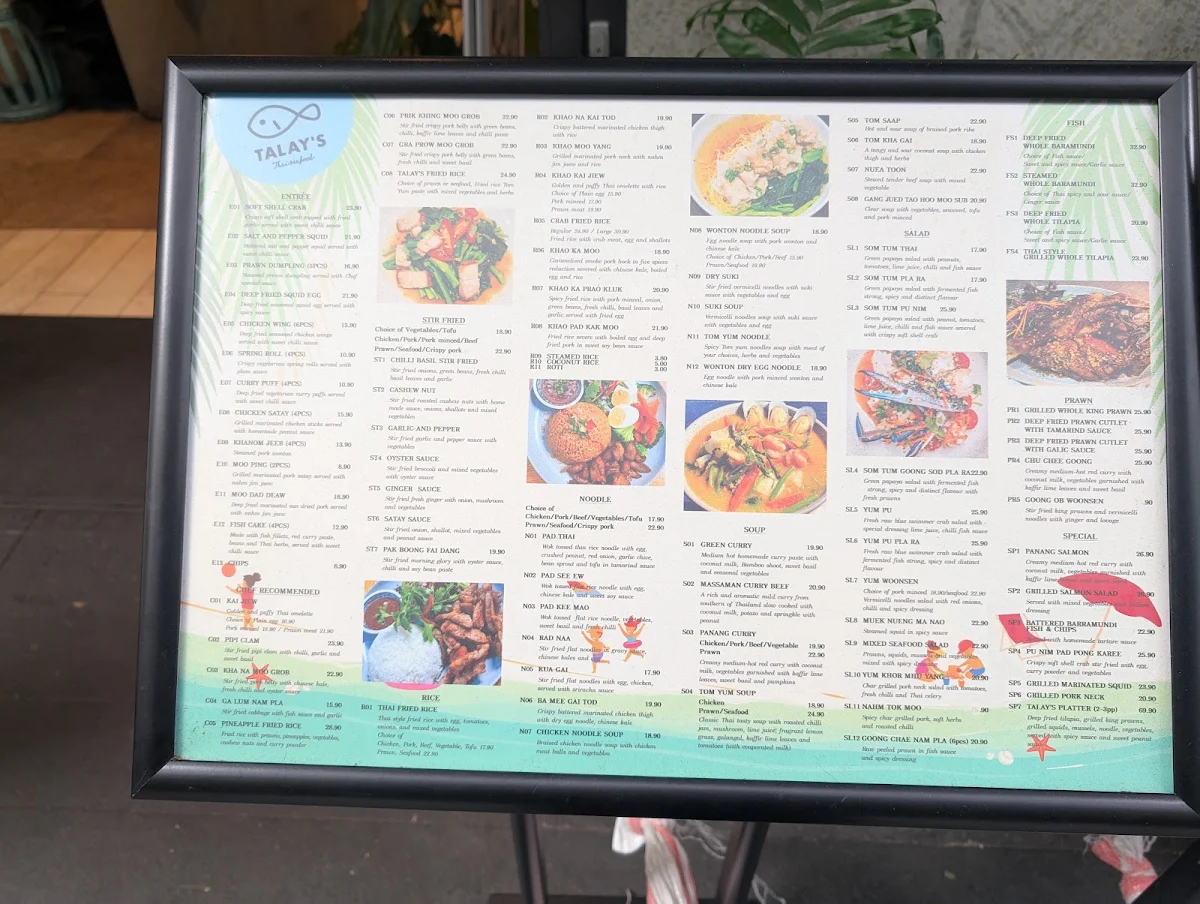 Menu, Talay’s