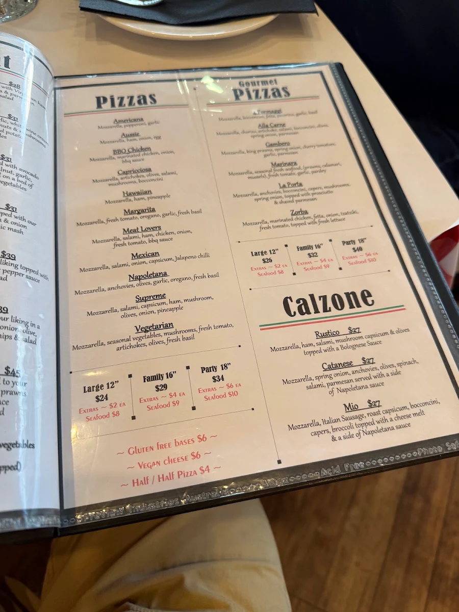 Menu, La Porta Pizzeria Restaurant