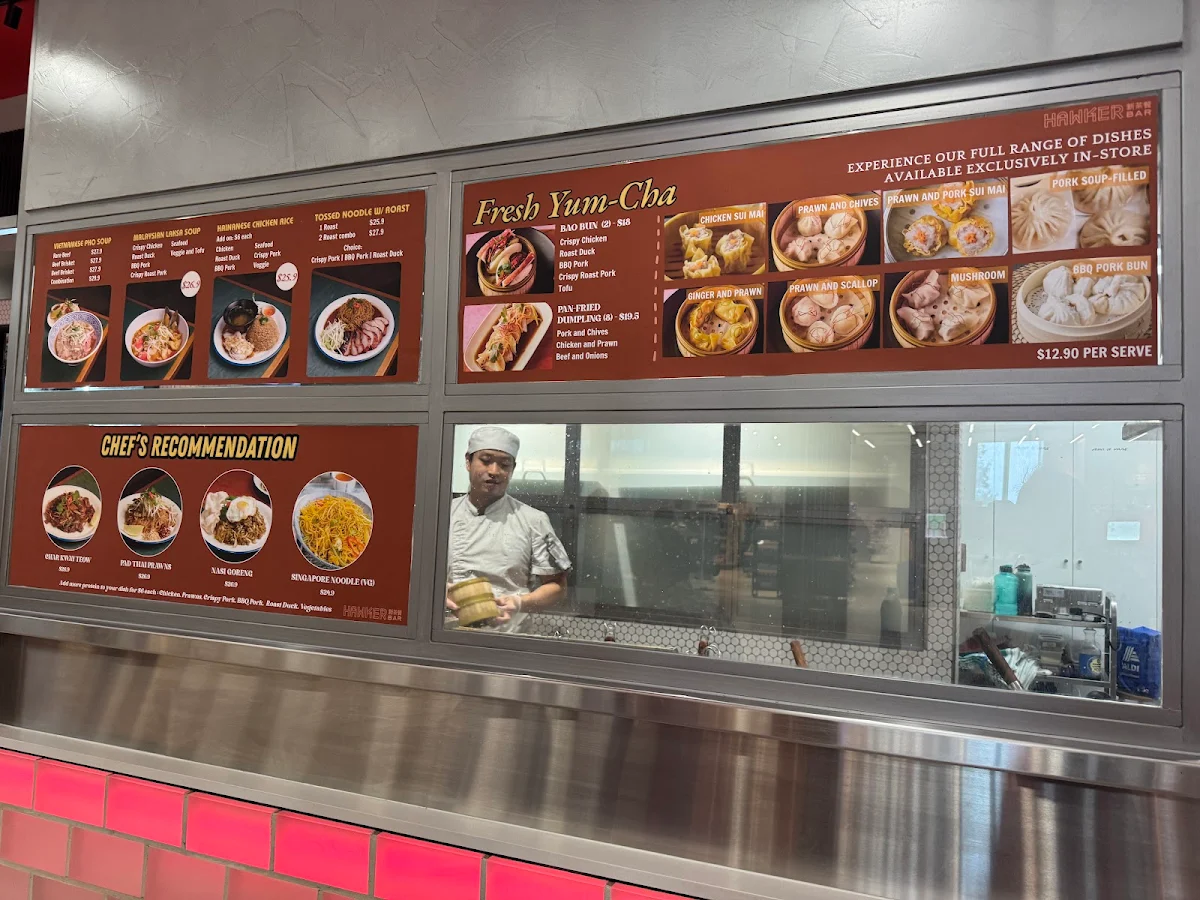 Menu, Hawker Bar (Adelaide Airport)
