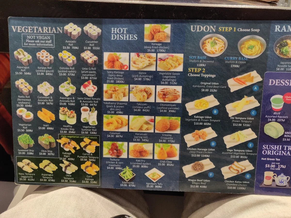 Menu, Sushi Train St Peters