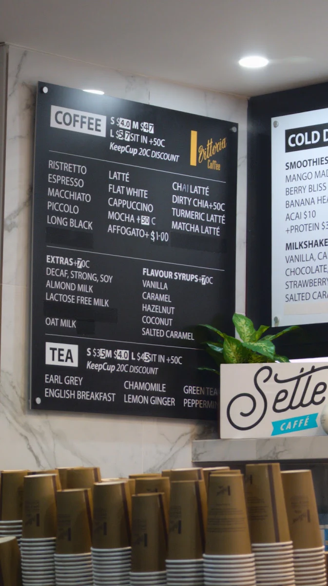 Menu, Sette Café