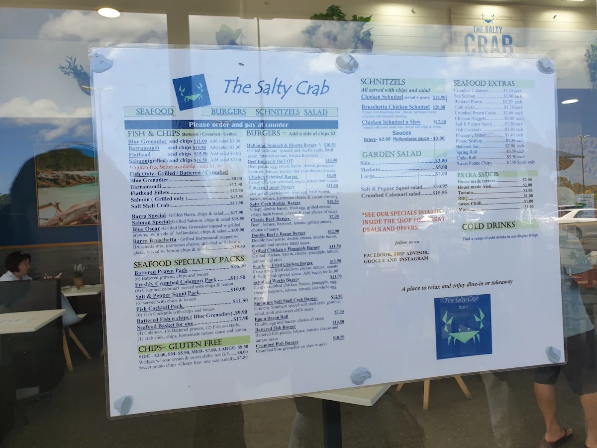 Menu, The Salty Crab