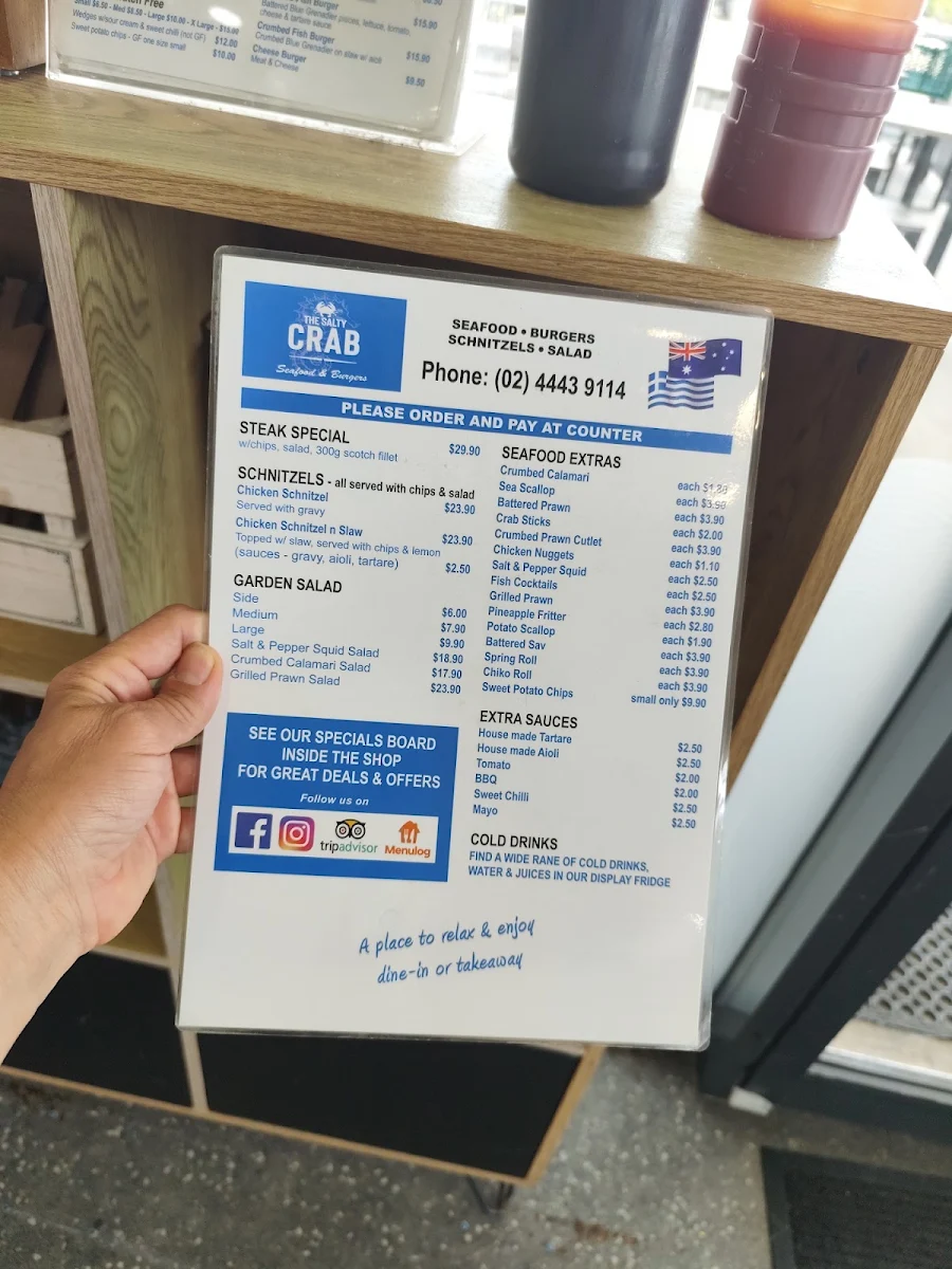 Menu, The Salty Crab