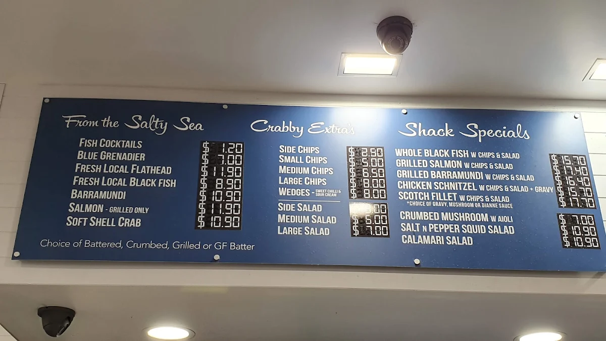 Menu, The Salty Crab