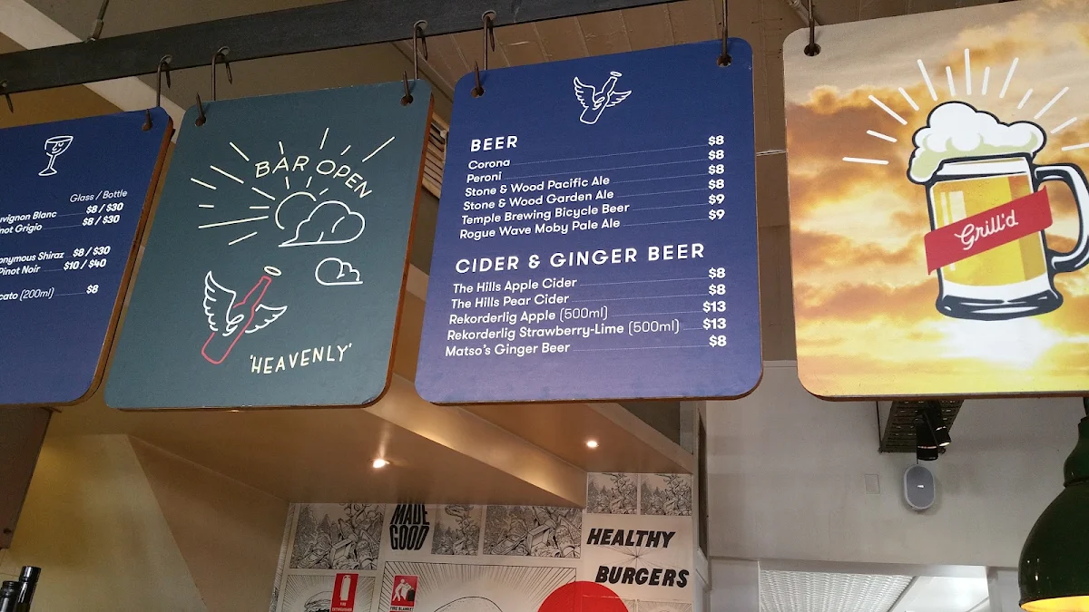 Menu, Grill'd Burgers - Malvern