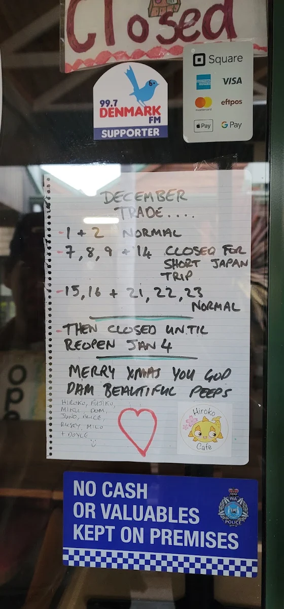 Menu, Hiroko Cafe