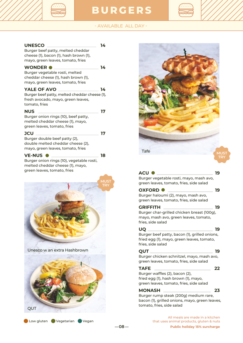 Menu, H Cafe & Bar Deception Bay