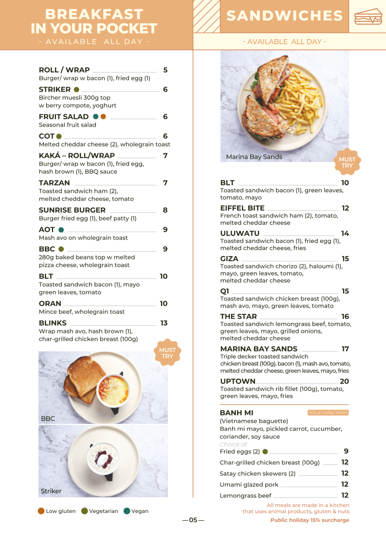 Menu, H Cafe & Bar Deception Bay