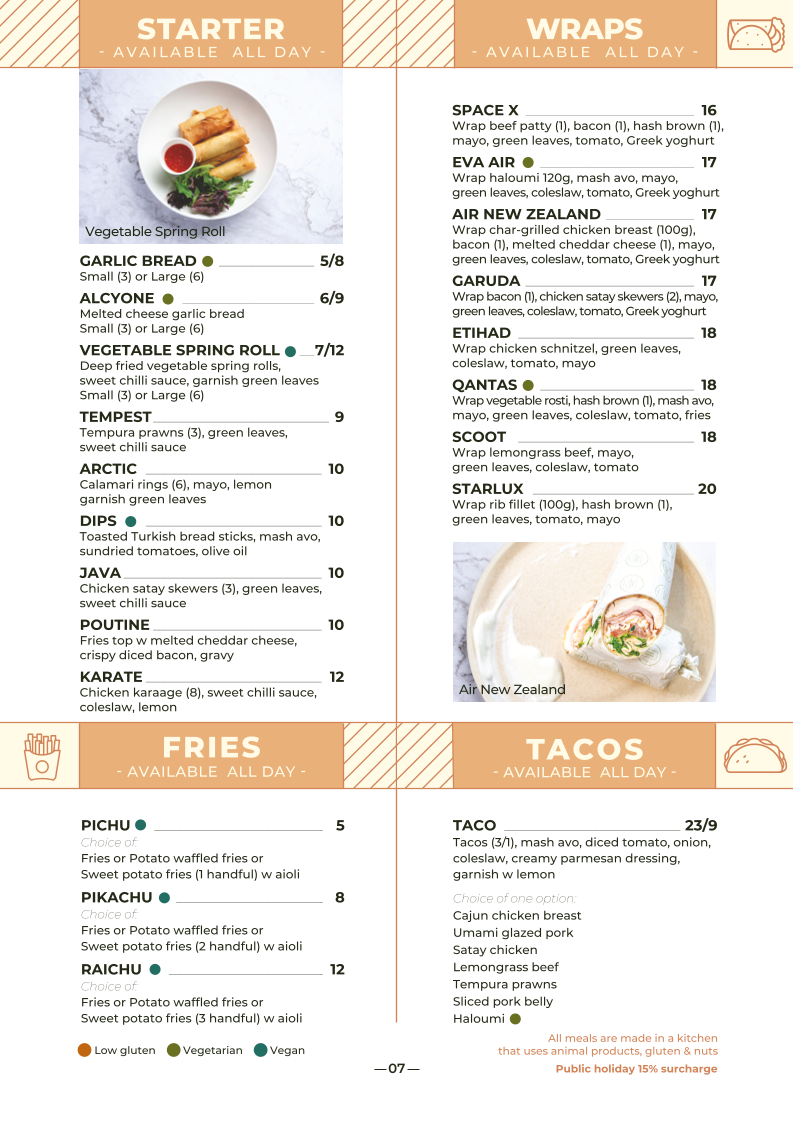 Menu, H Cafe & Bar Deception Bay