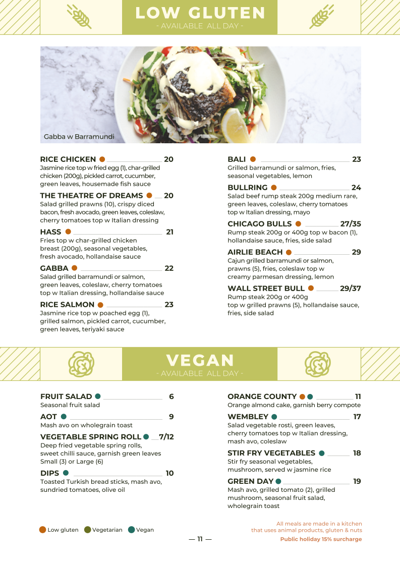 Menu, H Cafe & Bar Deception Bay