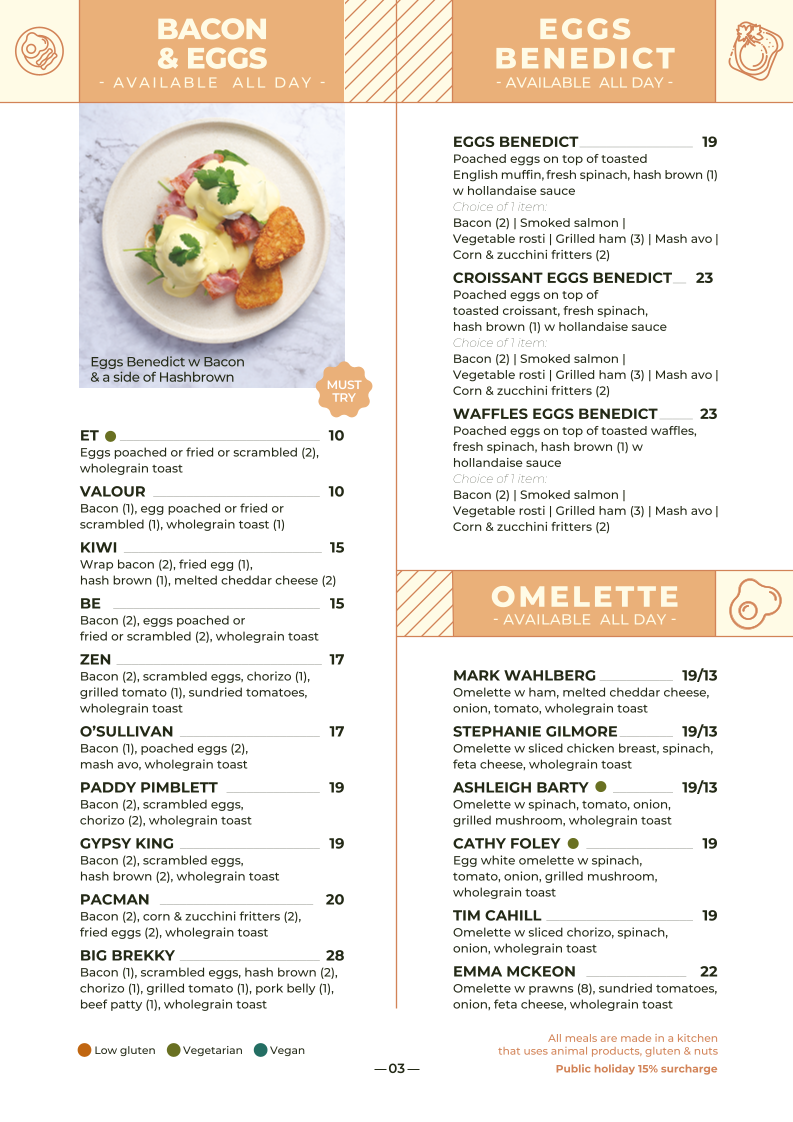 Menu, H Cafe & Bar Deception Bay