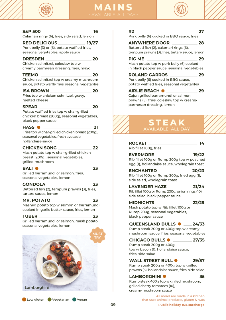 Menu, H Cafe & Bar Deception Bay