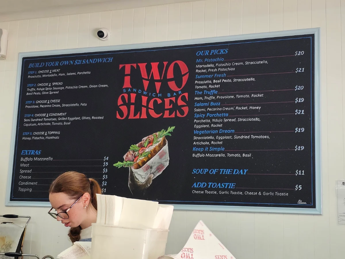 Menu, Two Slices Sandwich Bar - Scarborough
