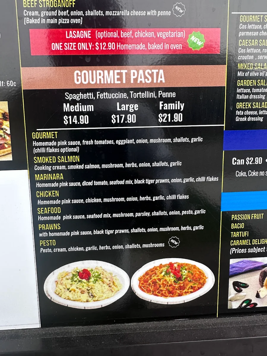 Menu, Northmead Pizzeria