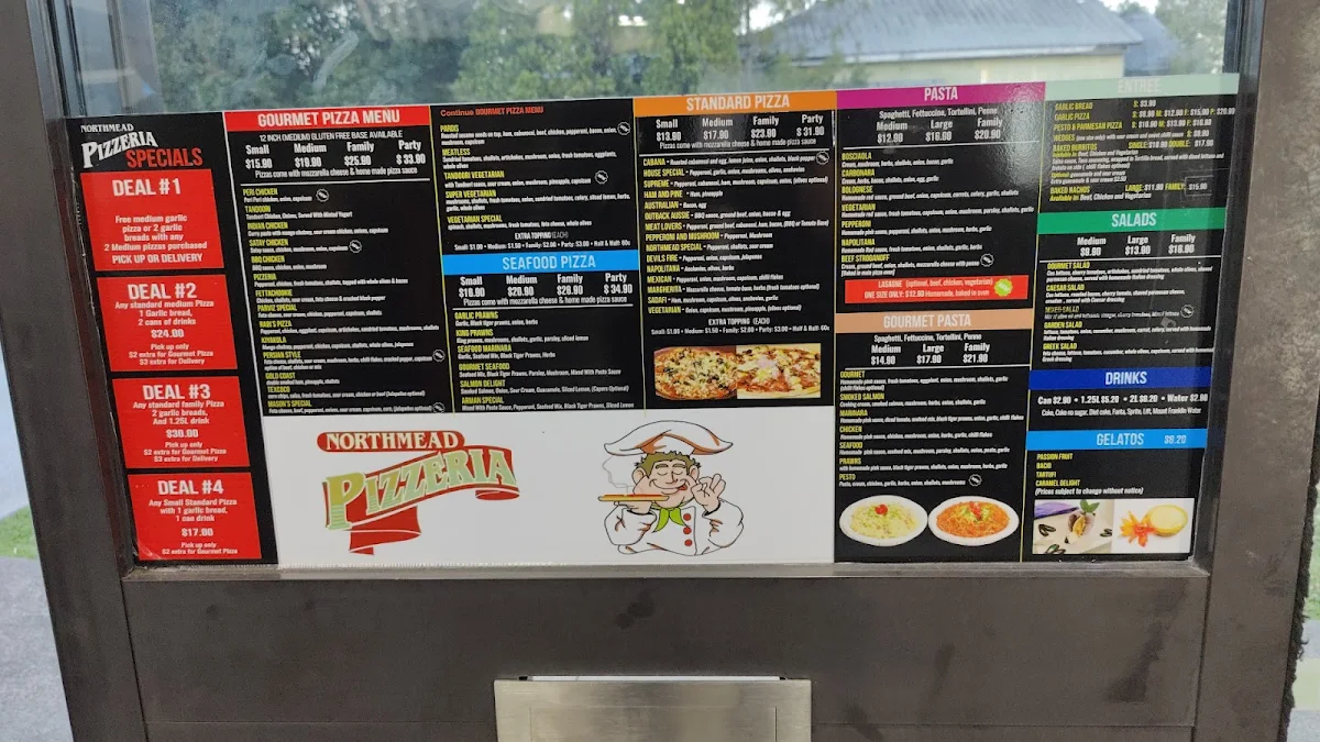 Menu, Northmead Pizzeria
