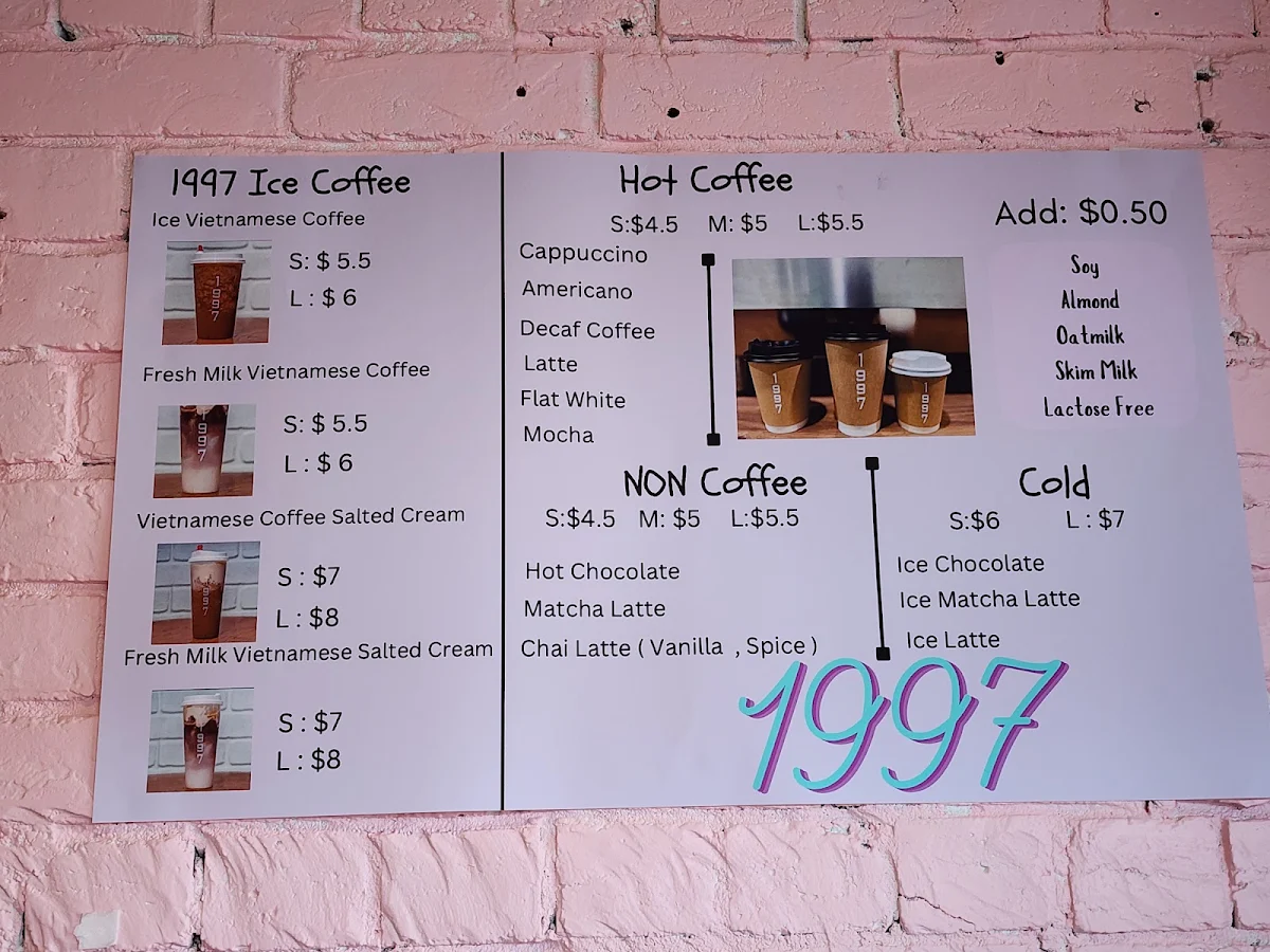 Menu, 1997 Milktea and Dessert