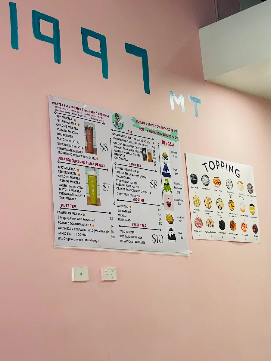 Menu, 1997 Milktea and Dessert