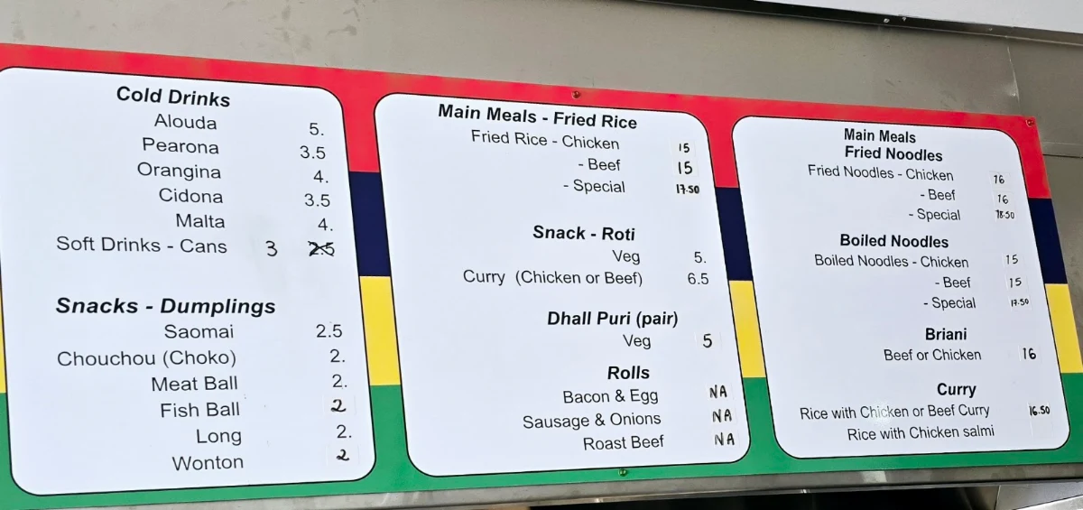 Menu, Creole Corner Cafe