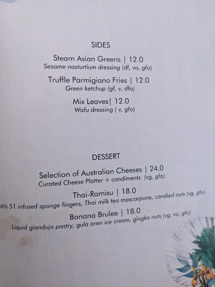 Menu, The Terrace Rooftop Bar