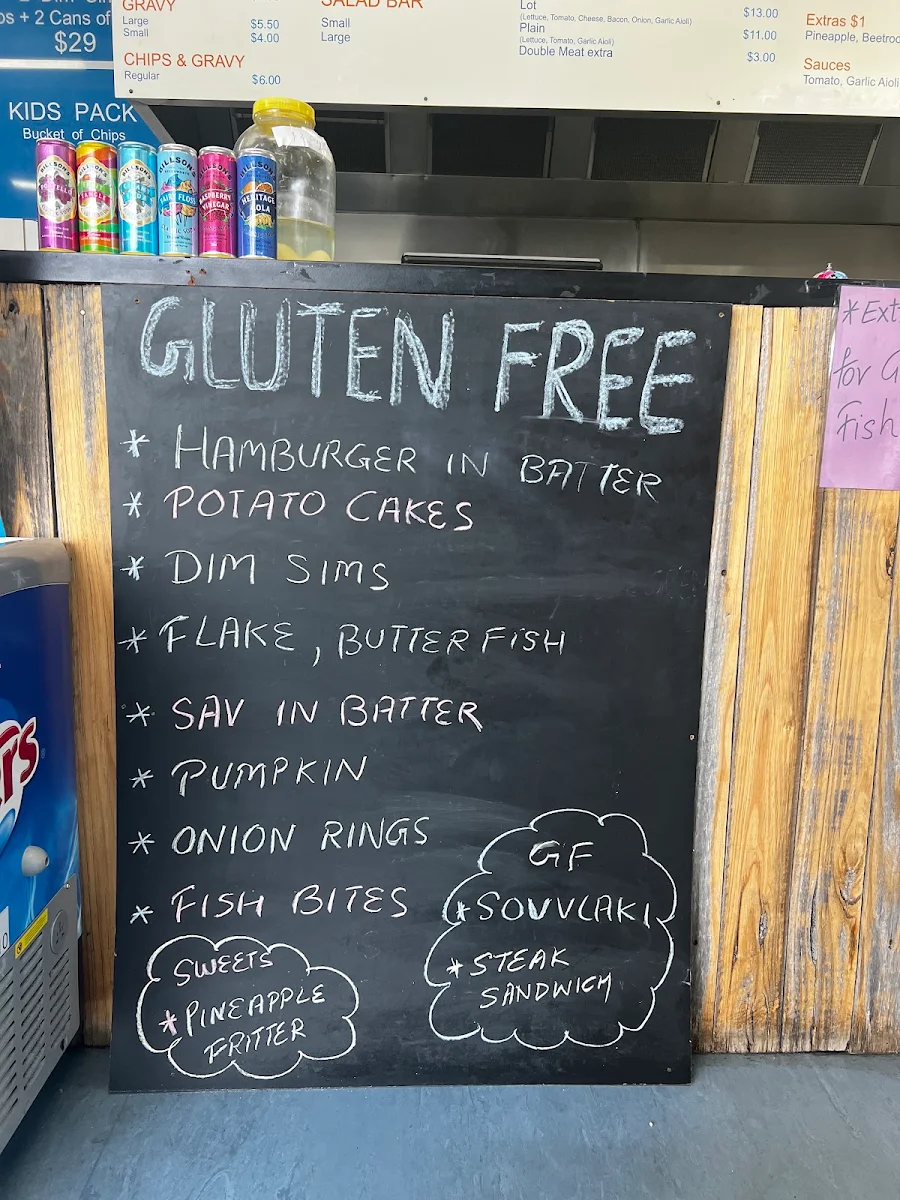 Menu, Ormond Road Fish & Chips Shop ( Gluten free fish n chips)