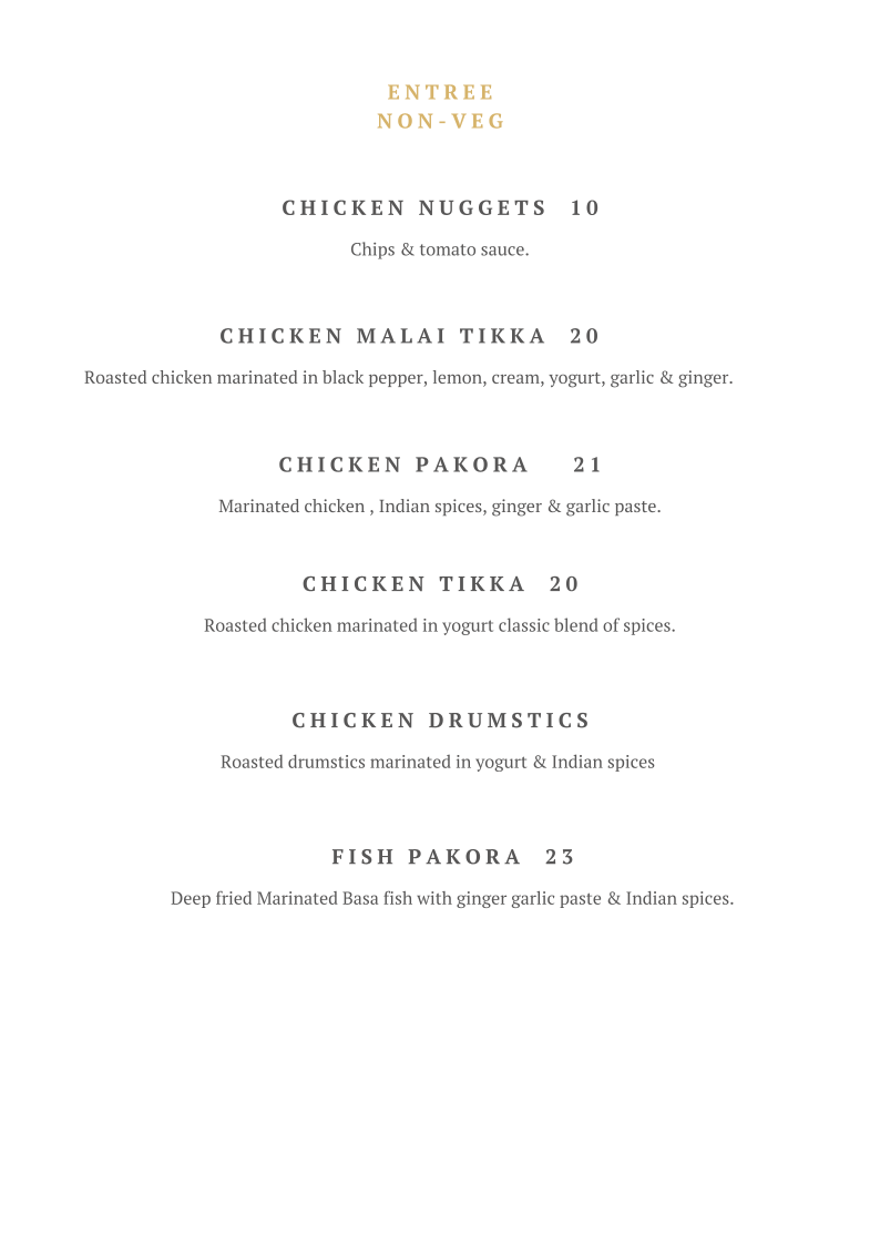 Menu, CAFE BEANS N SPICE