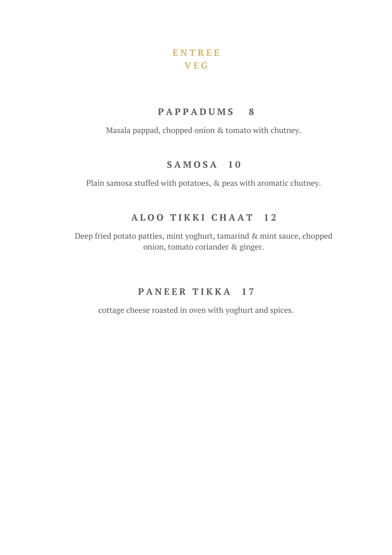 Menu, CAFE BEANS N SPICE