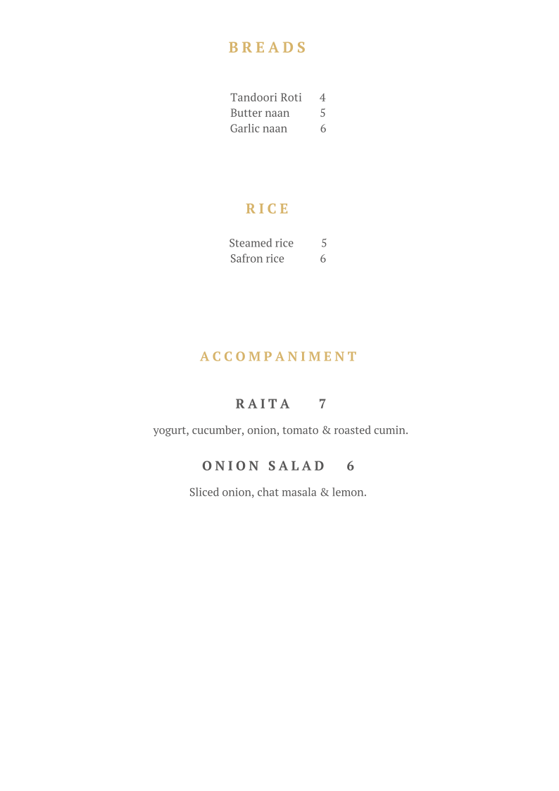 Menu, CAFE BEANS N SPICE