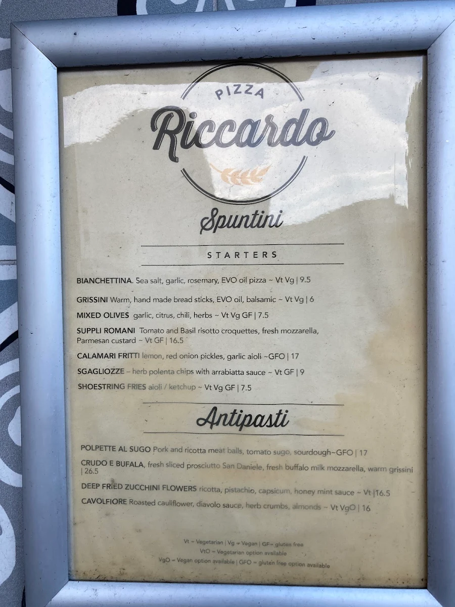 Menu, Pizza Riccardo