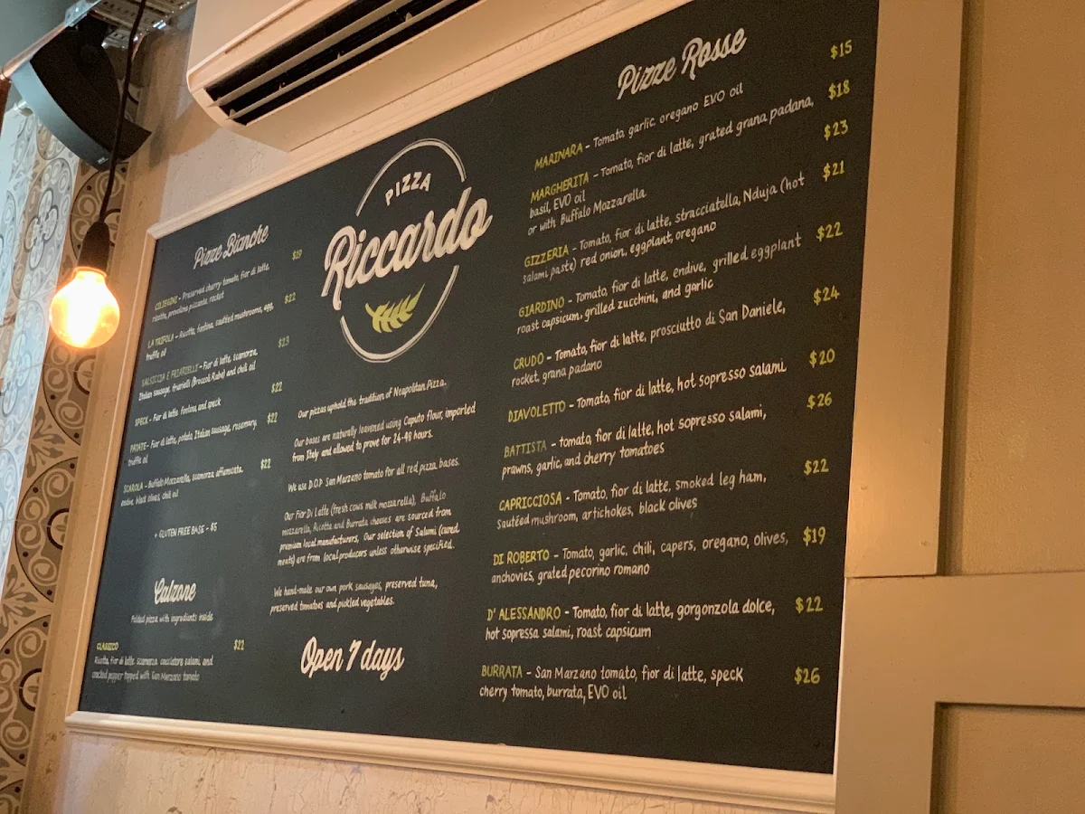 Menu, Pizza Riccardo