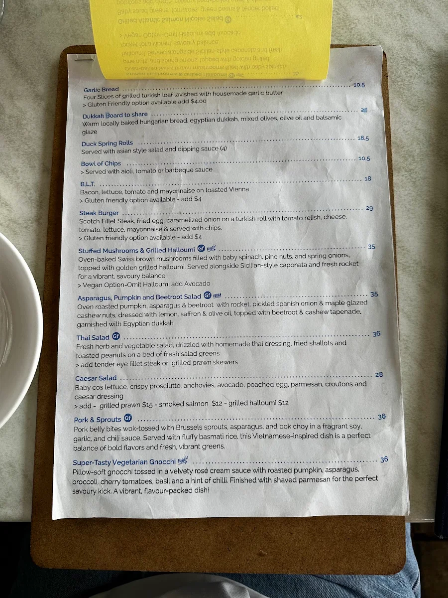 Menu, Whalers Seaside Dining