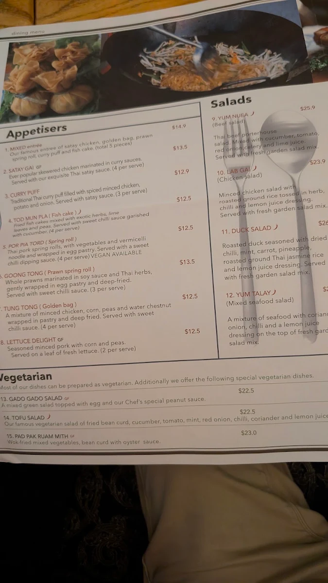 Menu, Mango Tree Thai Mount Waverley
