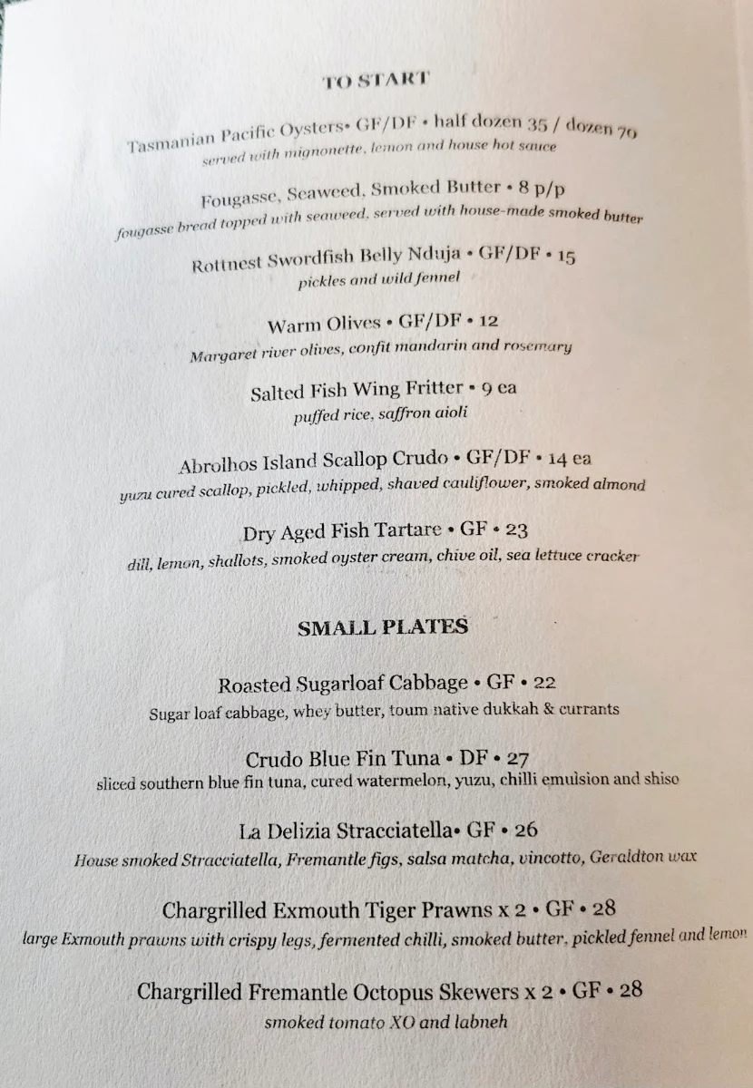 Menu, Pearla and Co