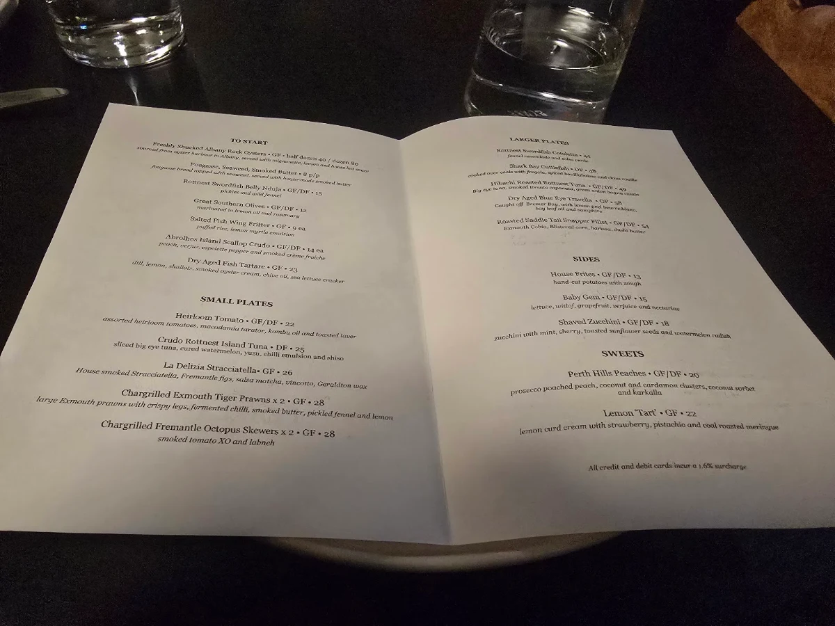 Menu, Pearla and Co