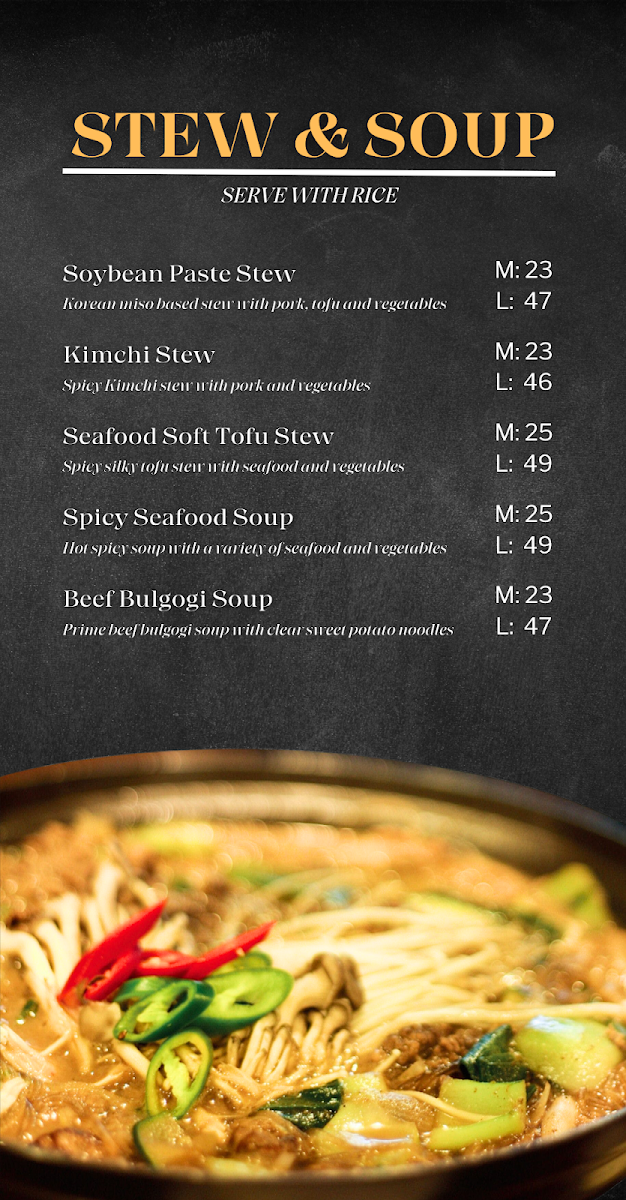 Menu, Towoo Korean Charcoal BBQ