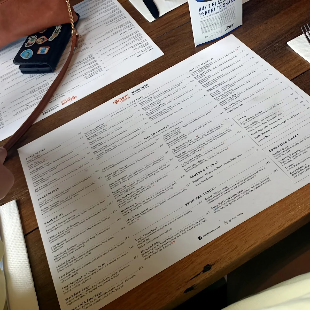 Menu, The Groove Train Cranbourne