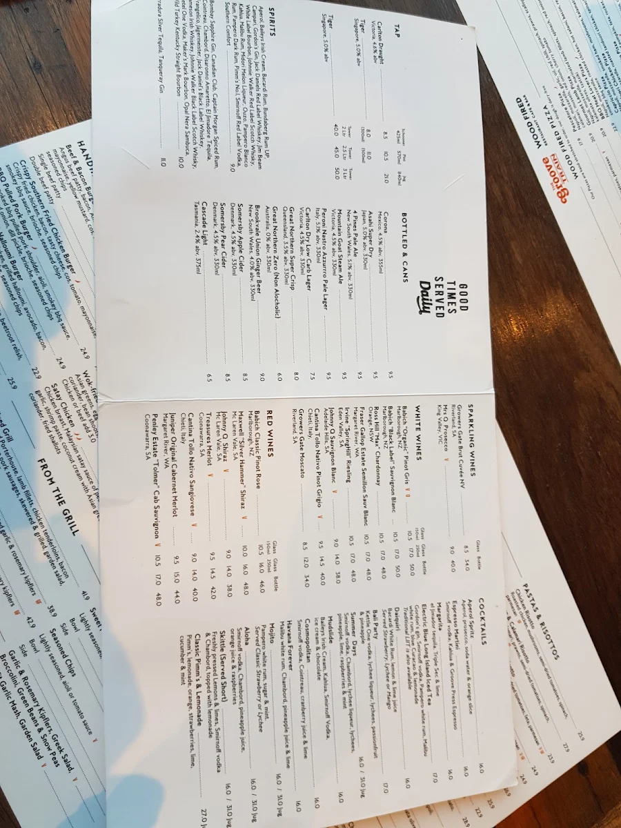 Menu, The Groove Train Cranbourne